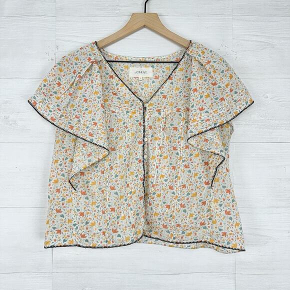 The Great Flounce Top Women M Whip Stitch Floral Ruffle Sleeve Cottage Boho $295 - Picture 2 of 16